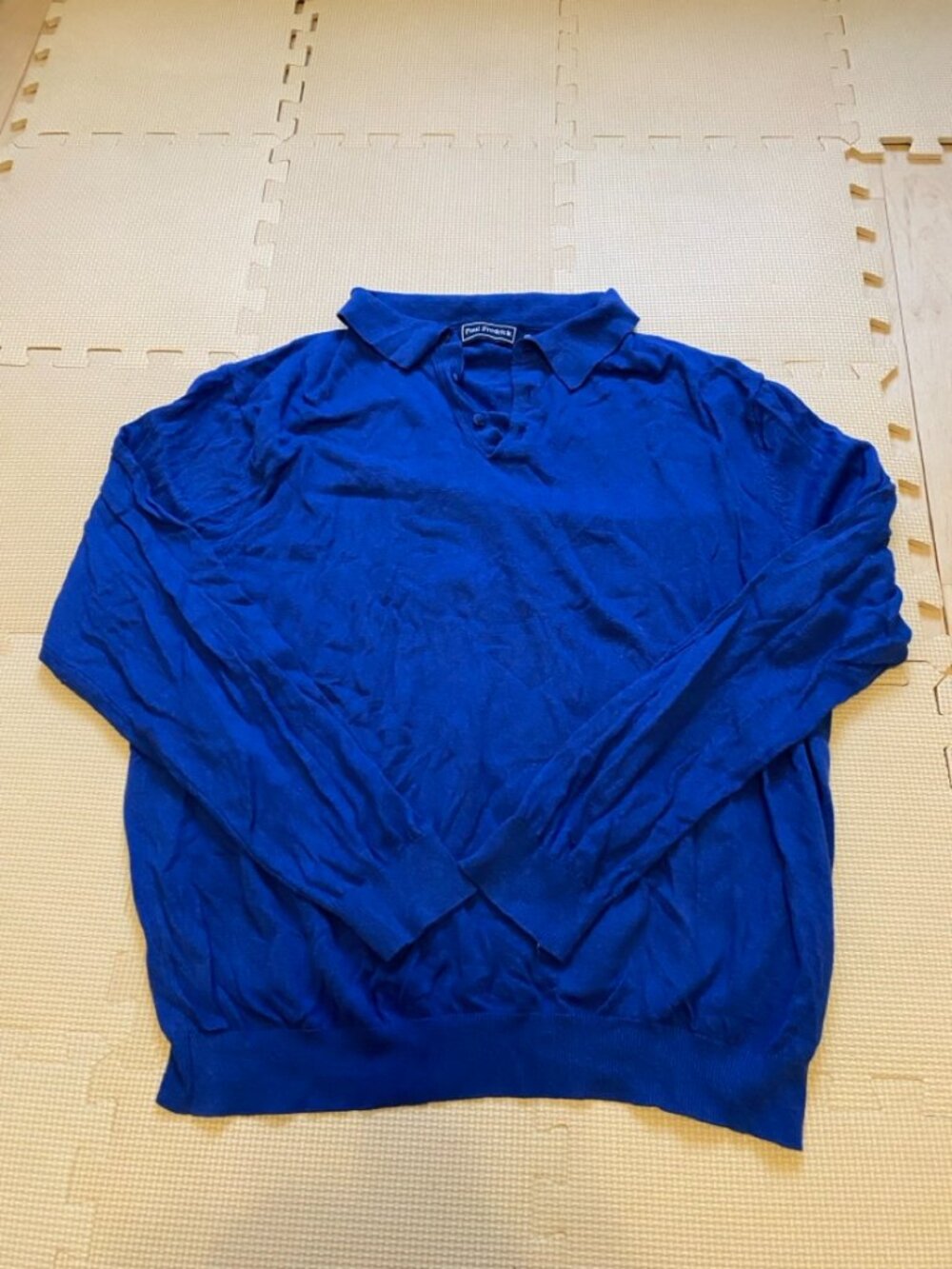 Paul Fredrick Royal Blue Polo Sweater Silk Cotton Cashmere XXL